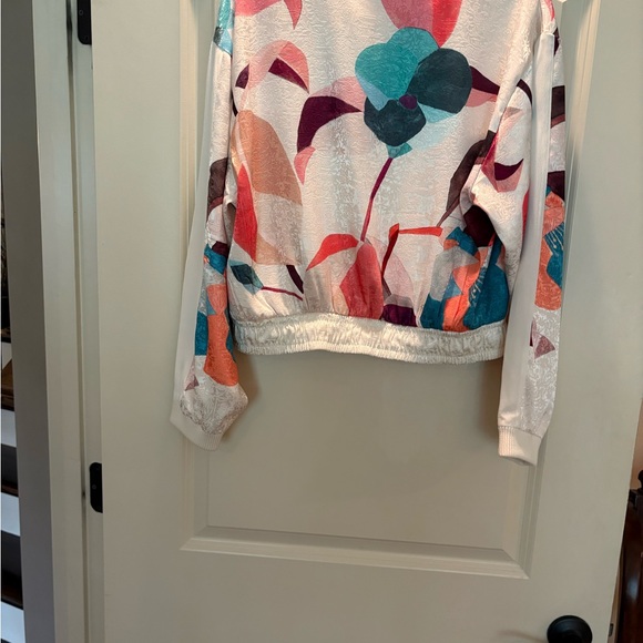 Elevenses Pink and White Bomber Jacket with Ribbed Cuffs - Picture 3 of 6